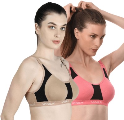 Vanila Women Sports Non Padded Bra(Beige, Pink)