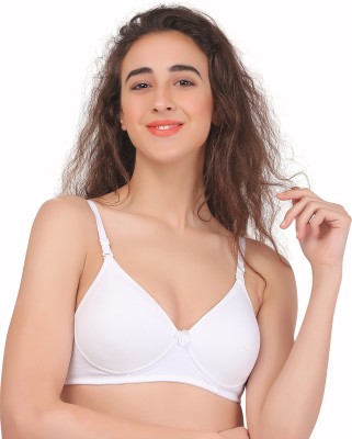 Florich Soft Padded Women T-Shirt Lightly Padded Bra(White)