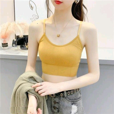 Rugleyne Women bra Cotton bra Women Sports Lightly Padded Bra(Yellow)