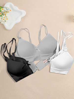 NAGARVEL CREATION 12/309-GRY/BLK/WHT-P03-30 Women Push-up Lightly Padded Bra(Multicolor)