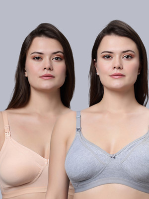 Eden EDENBRA4SKINGREY Women Maternity/Nursing Non Padded Bra(Beige, Grey)