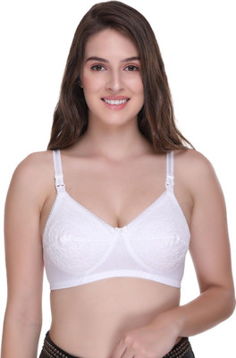 SONA Breast Feeding Maternity for Milk Feeding Elastic Straps for Nursing Women Maternity/Nursing Lightly Padded Bra(White)