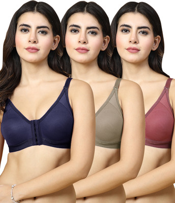 Docare DCFO280 Front Open Women T-Shirt Non Padded Bra(Dark Blue, Brown, Maroon)