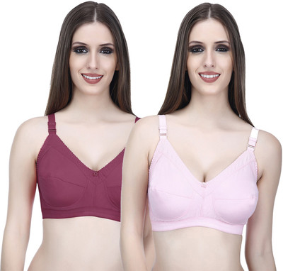 elina Women Everyday Non Padded Bra(Purple, Pink)