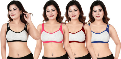 MUSIFASH SRP11121316_Black,Pink,Maroon & Blue Women Sports Non Padded Bra(Multicolor)