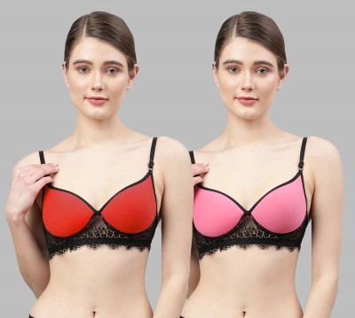 aamarsh B_Cupri Bra Women Minimizer Lightly Padded Bra(Red, Pink)