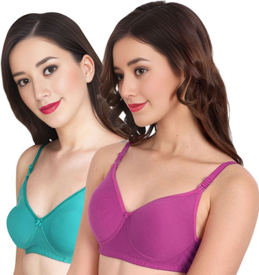 Liigne Women Everyday Padded Bra (Pack Of 2) for T-Shirt Saree Dress Sports Garment Women Full Coverage Lightly Padded Bra(Green, Purple)