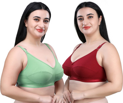 INKleider NON PADDED WIRELESS FULL COVER BRA Women Everyday Non Padded Bra(Maroon, Green)