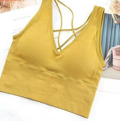 Fasion Trend 8088 Women Sports Lightly Padded Bra(Yellow)