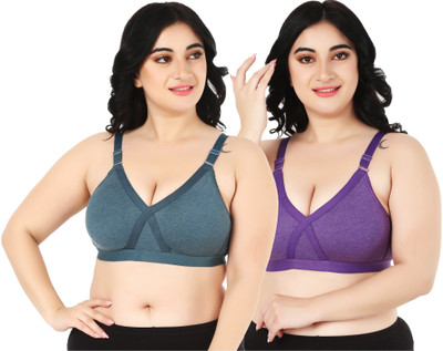 Narsingha Dreams B C D Cup Heavy Bust Plus Size Seamless Minimizer Full Coverage Non-Wired Combo Women Full Coverage Non Padded Bra(Multicolor)