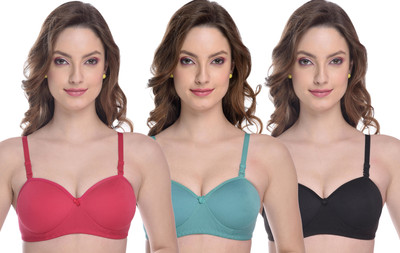 MIESTILO Seamless Women Balconette Lightly Padded Bra(Pink, Green, Black)