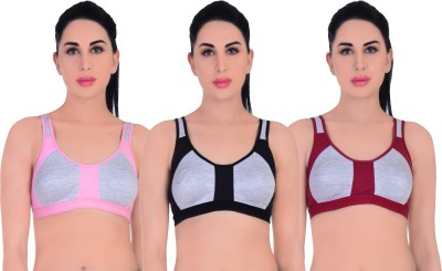 Willyard Laicy Women Sports Non Padded Bra(Pink, Black, Maroon)