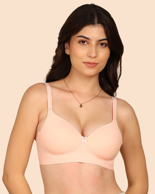 KOMLI Komli Bonded Polyamide Full Coverage Padded Bra Women T-Shirt Lightly Padded Bra(Orange)