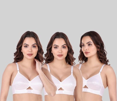 ASHMIRAS combo of 3 Women T-Shirt Non Padded Bra(White)