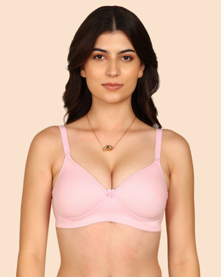 KOMLI Komli Bonded Breathable Cotton Full Coverage Padded Bra Women T-Shirt Lightly Padded Bra(Pink)