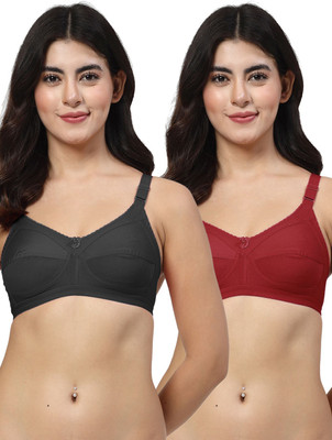 LILY 306 Women Minimizer Non Padded Bra(Black, Maroon)
