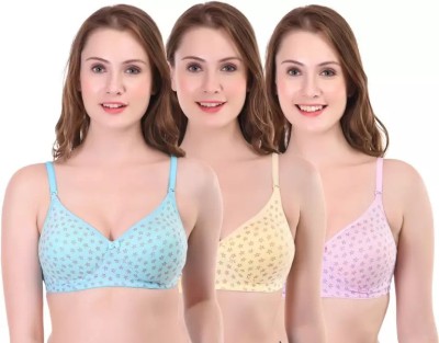 Meyaar Women half cup lightly padded bra combo pack of 3 Women T-Shirt Lightly Padded Bra(Multicolor)