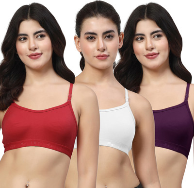 LILY 3321Mino Women Sports Non Padded Bra(Maroon, White, Purple)