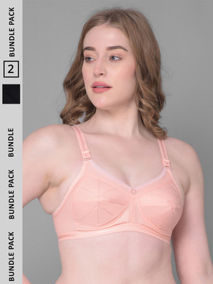 Dollar Pack of 2 Women's Cotton Wire-Free Full Coverage Everyday Support Women Everyday Non Padded Bra(Black, Pink)