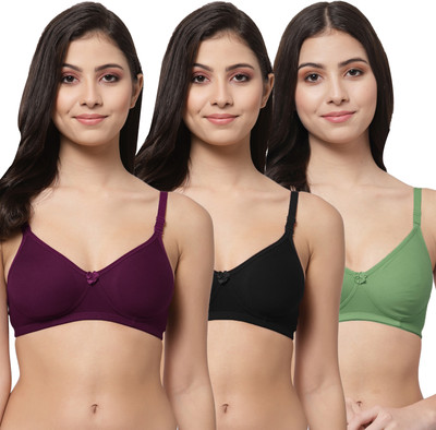 Docare Women T-Shirt Lightly Padded Bra(Purple, Black, Green)