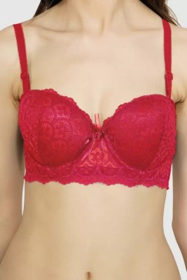 Newba Lace bra Women Push-up Heavily Padded Bra(Red)