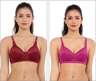 Havenhues Women Everyday Lightly Padded Bra(Maroon, Pink)