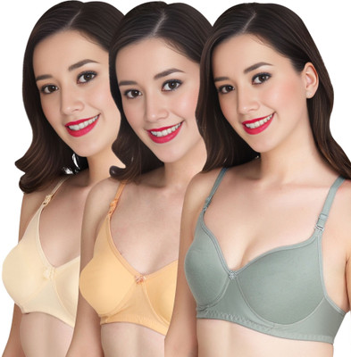 Liigne Women Everyday Padded Bra (Pack Of 3) for T-Shirt Saree Dress Sports Garment Women Full Coverage Lightly Padded Bra(Beige)