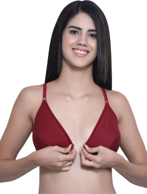 Louis Craft Cotton Rich Non-Padded Front Open Plunge Bra Women Sports Non Padded Bra(Black, Red, Maroon)