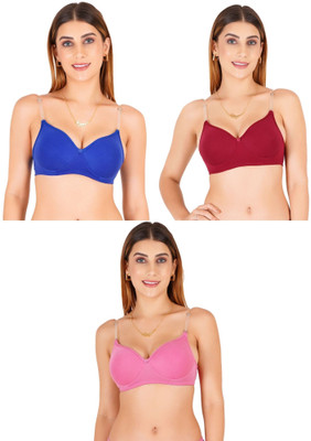 Liigne Transparent Strap Women Padded Bra Women Everyday Lightly Padded Bra(Multicolor)