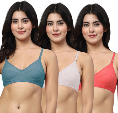 LILY anpas Women Everyday Non Padded Bra(Blue, White, Red)