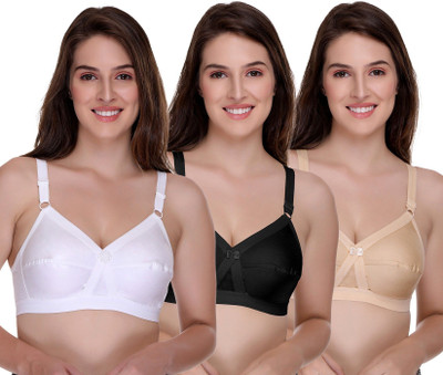 SONA FIT-CROSS Women Full Coverage Non Padded Bra(White, Black, Beige)