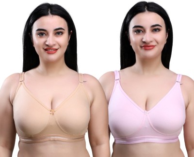 SKDREAMS Women T-Shirt Non Padded Bra(Beige, Pink)