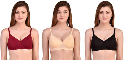 Pearlw Seamless Women Everyday Lightly Padded Bra(Black, Maroon, Beige)