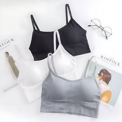 Payal Creation Unique Design Women Sports Lightly Padded Bra(Black, Silver, Grey)