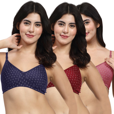 LILY Itida Women T-Shirt Non Padded Bra(Blue, Maroon, Maroon)