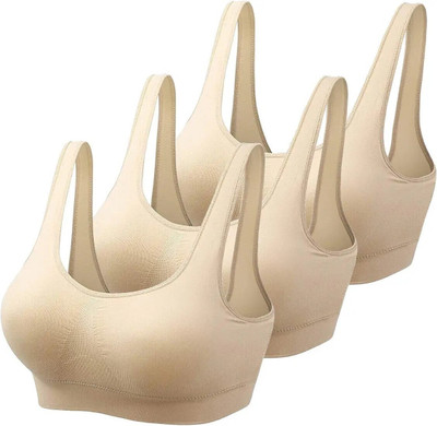 NUDORA FREE SIZE Girls Sports Non Padded Bra(Beige)
