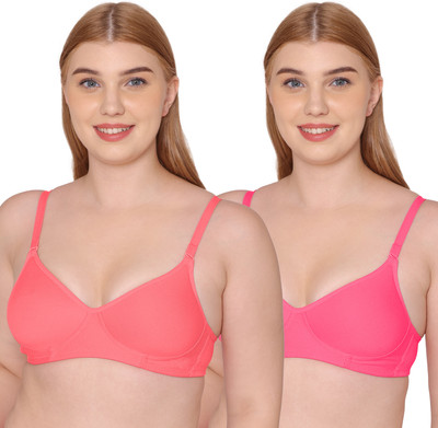 KOMLI Komli Seamless Medium Padded Full Coverage Cotton Rich Padded Bra Women T-Shirt Lightly Padded Bra(Pink)