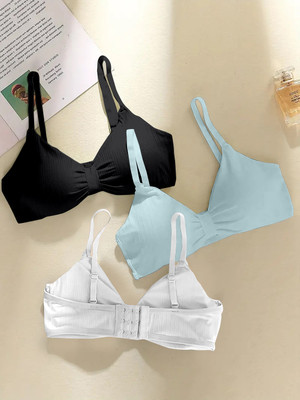 NAGARVEL CREATION 3337-BLK-SKY-WHT-03-FREE Women Everyday Lightly Padded Bra(Multicolor)
