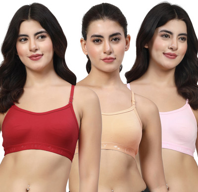LILY 3321Mino Women Sports Non Padded Bra(Maroon, Orange, Pink)