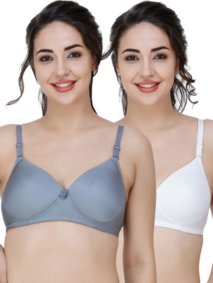 COLLEGE GIRL Women T-Shirt Lightly Padded Bra(Grey, White)