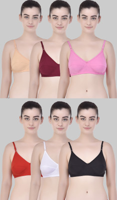 Zivosis Women Full Coverage Non Padded Bra(Red, White, Pink, Maroon, Gold, Black)
