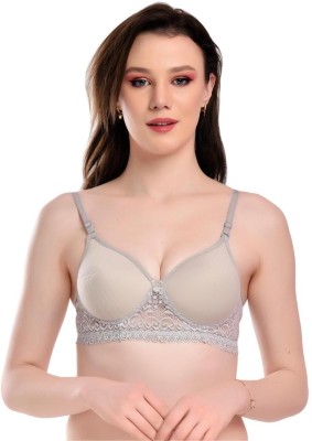 WinterSun Women T-Shirt Lightly Padded Bra(Grey)