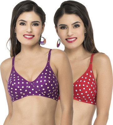 Docare Yummy Women Full Coverage Non Padded Bra(Purple, Red)