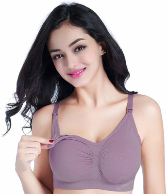 Wave Fashion Seamless Nursing Bra Women Sports Lightly Padded Bra(Purple)