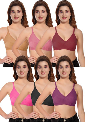 Black Wings Women's Premium Branded Comfort Bra For Everyday Combo Pack of 6 Single Layered Women Everyday Non Padded Bra(Multicolor)