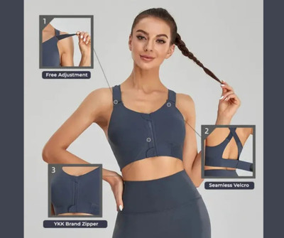 Kesar Lingeries sport bra for women gym Women Sports Lightly Padded Bra(Dark Blue)