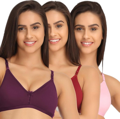 RTK bra Pink, Red, Plum Colour seamless ultra soft adjustable shoulder straps Women T-Shirt Heavily Padded Bra(Pink, Red, Purple)
