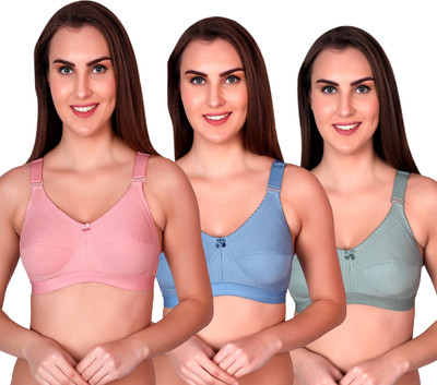 lufiya mina Women Full Coverage Non Padded Bra(Dark Blue, Dark Green, Pink)