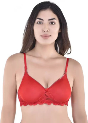 LX PRODUCTS Special Soft padded Net Bra for women(COLOUR MAY VARY) Women Full Coverage Lightly Padded Bra(Red)