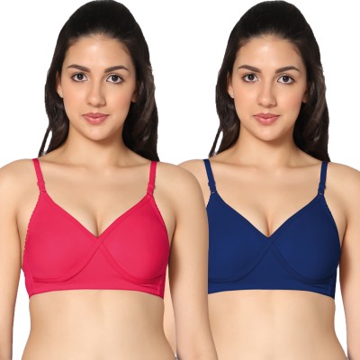 in care Women T-Shirt Non Padded Bra(Pink, Blue)